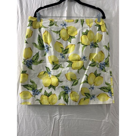 Talbots Lemons Blossom Canvas Printed Above Knee Lined Skirt‎ Size 12 - Picture 6 of 10